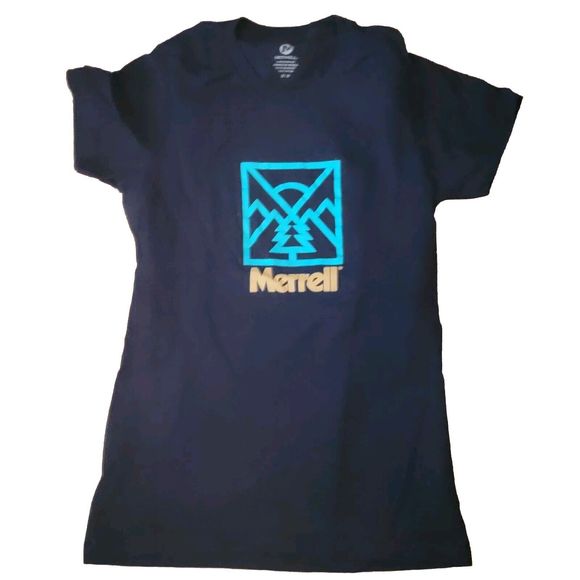 Merrell‎ Black Womens Screenprint Short Sleeve T-shirt Size Medium - Picture 1 of 5